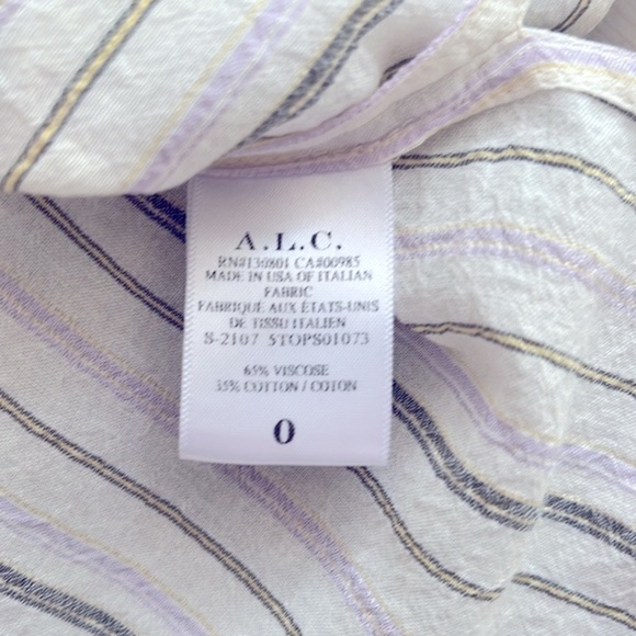 A.L.C. Carissa Long Sleeve Top in Lavender/Ivory Stripes Size 0 - Picture 8 of 13